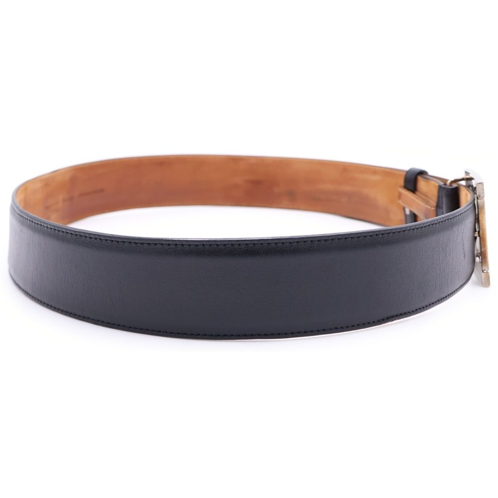 Fendi FF Big Logo Buckle Leather Belt Black