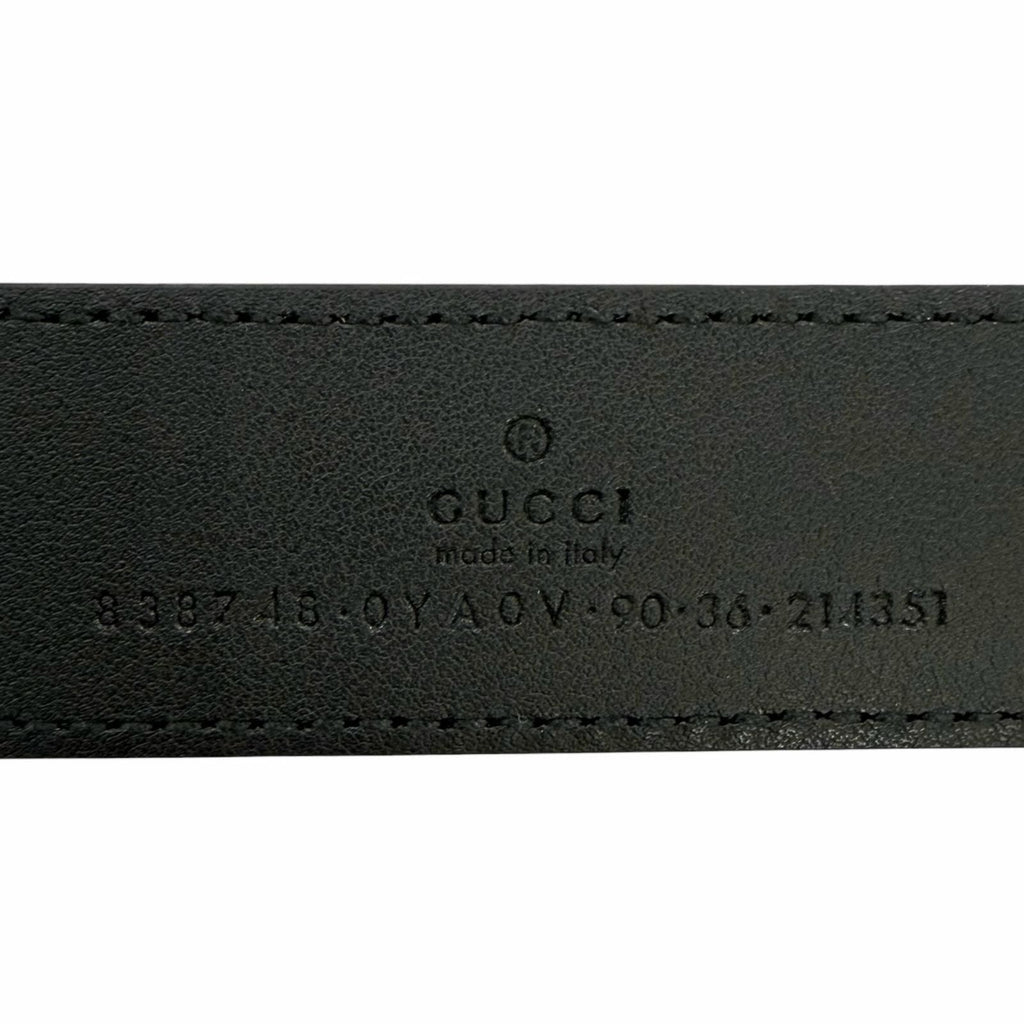 Gucci GG Logo Square Buckle Leather Belt Black Silver 90 36 Recommended