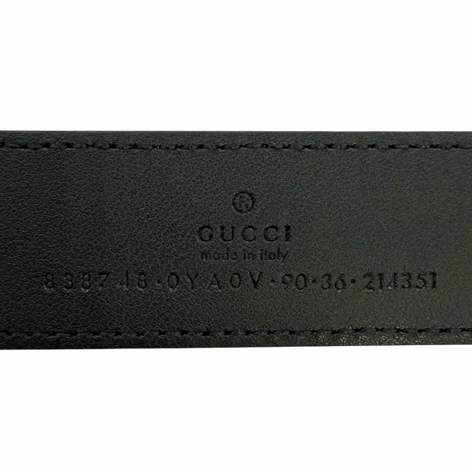 Gucci GG Logo Square Buckle Leather Belt Black Silver 90 36 Recommended