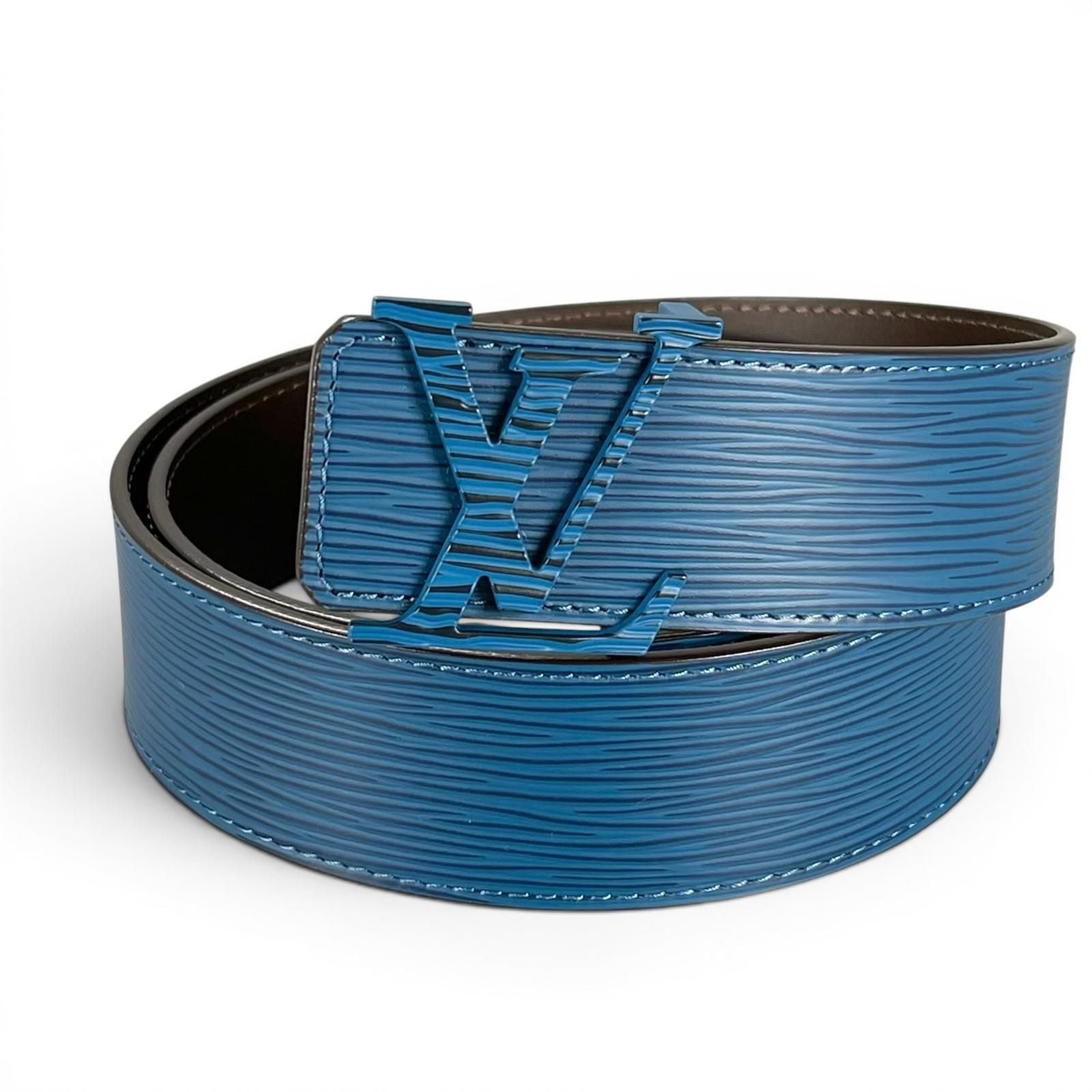 Louis Vuitton Ceinture LV Initial 40 Epi Leather Belt Blue Brown
