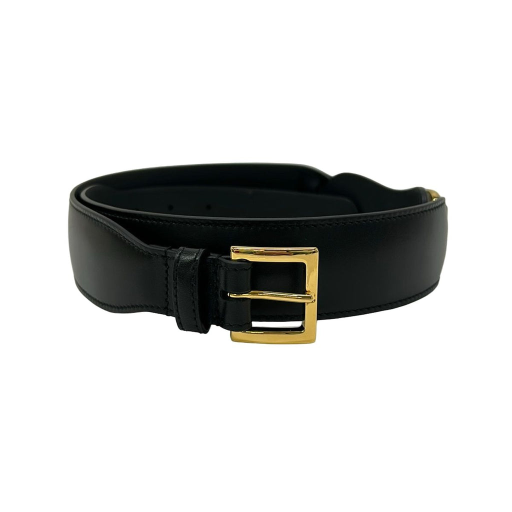 Gucci Belt 80 32 Black Gold Horsebit Leather