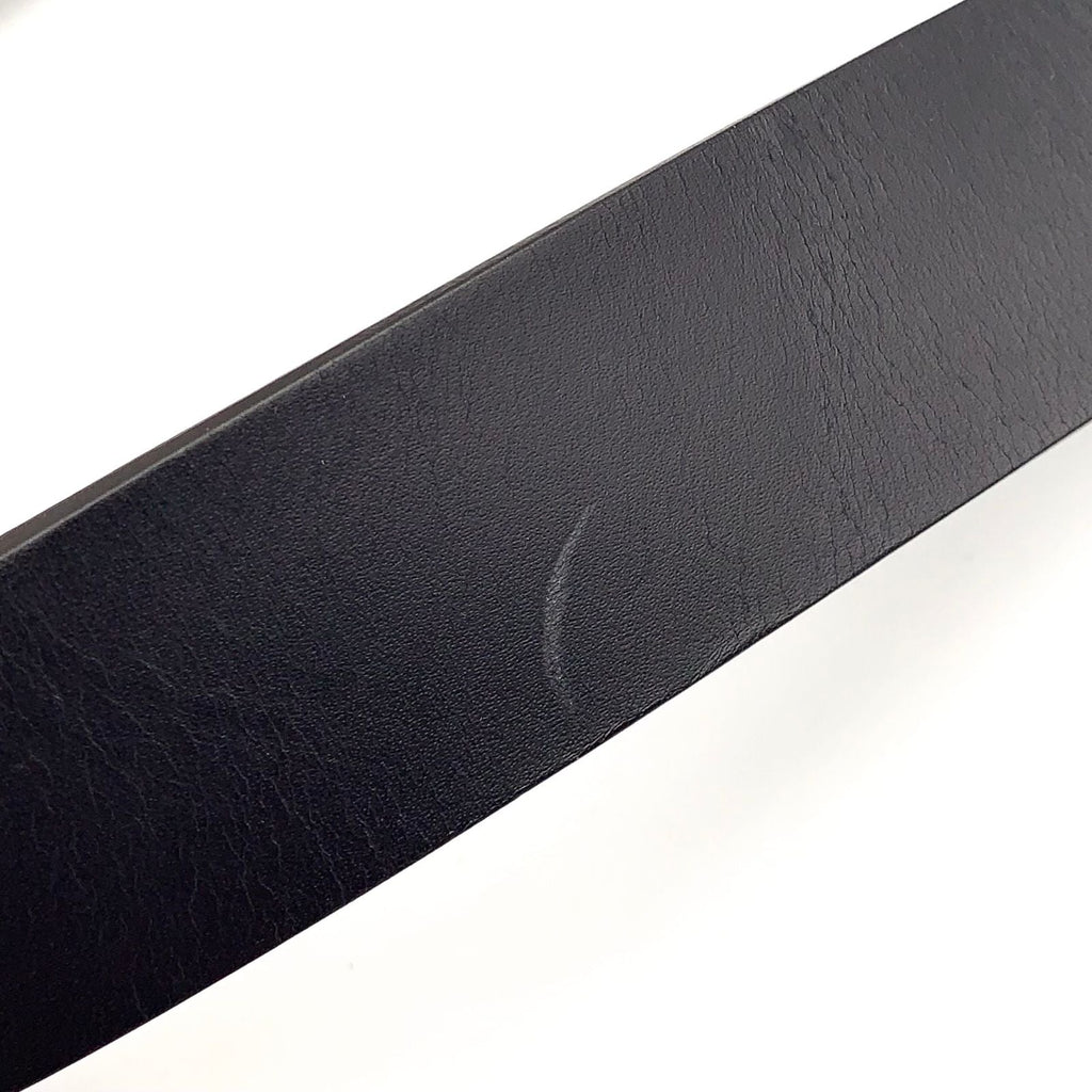 Gucci Interlocking Buckle Leather Black Belt Silver