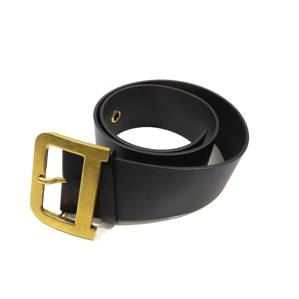 Dior D Buckle Quake Leather Waist Mark Belt 75 Black Gold