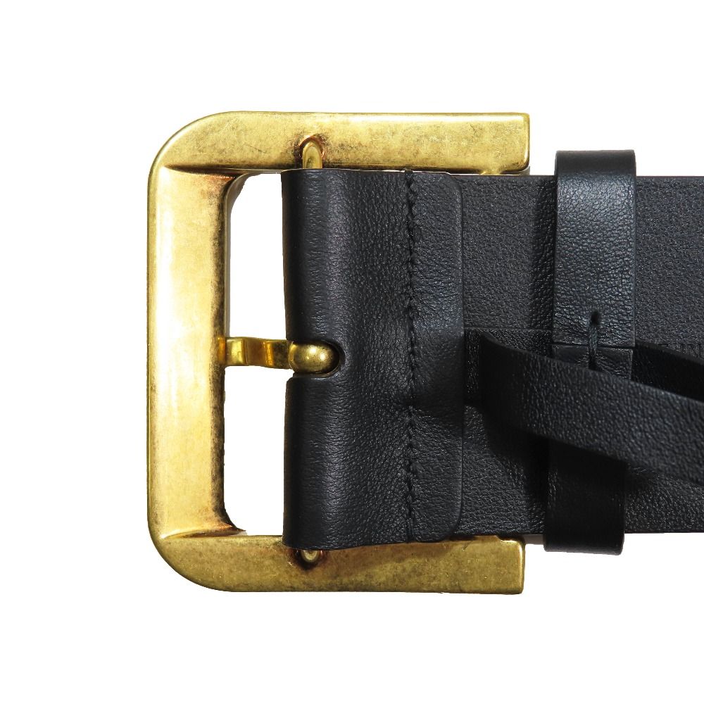 Dior D Buckle Quake Leather Waist Mark Belt 75 Black Gold