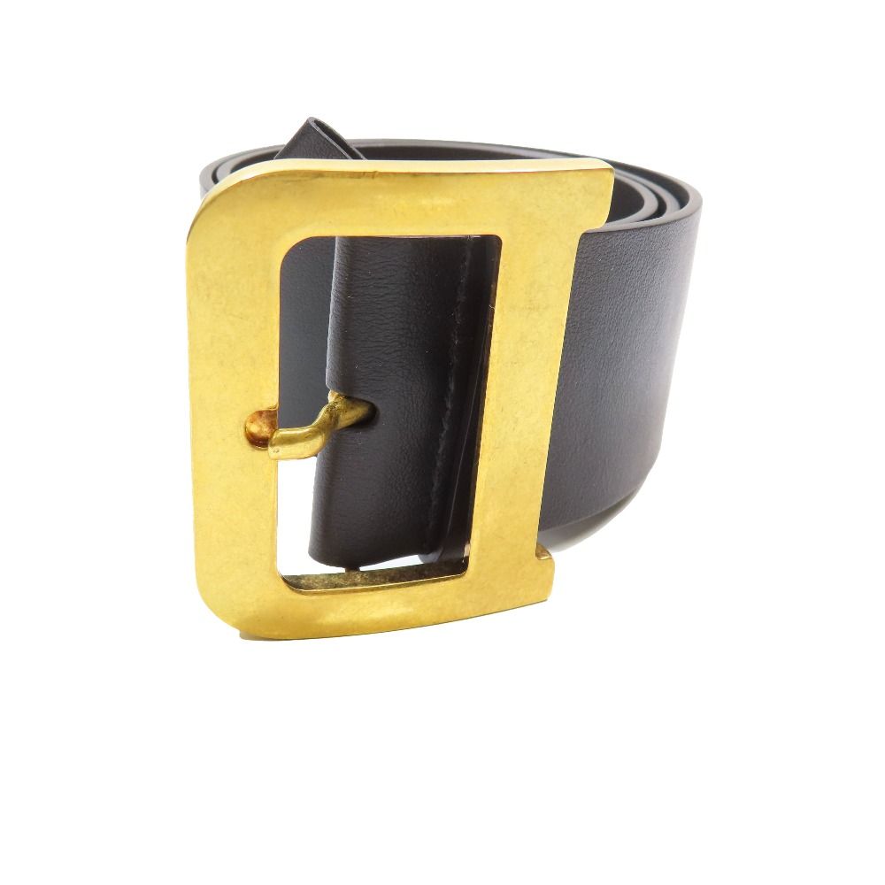 Dior D Buckle Quake Leather Waist Mark Belt 75 Black Gold