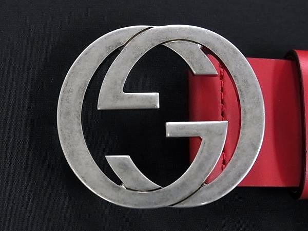 Gucci Interlocking Leather Silver 95 38 Red Belt