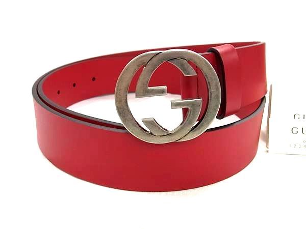 Gucci Interlocking Leather Silver 95 38 Red Belt