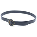 Saint Laurent Paris Circle Logo Buckle Leather Belt Gold Black 85