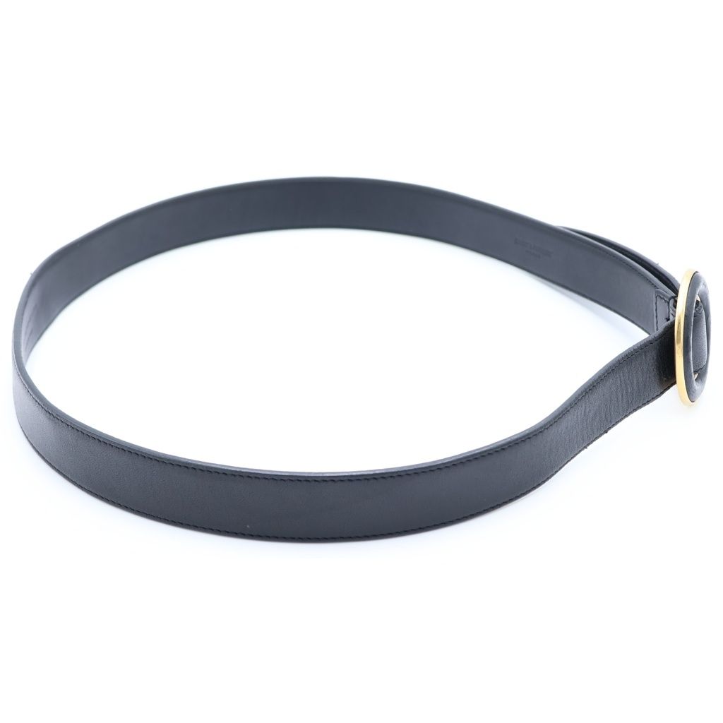 Saint Laurent Paris Circle Logo Buckle Leather Belt Gold Black 85