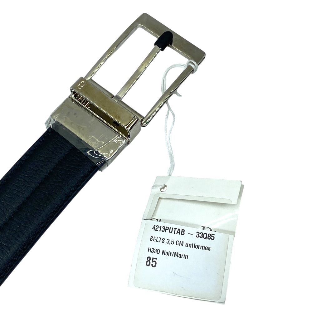 Dior Logo Buckle Belt Leather Black Daily Practical