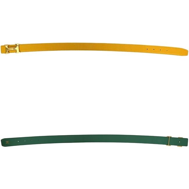 Hermes Belt Yellow Green Constance Waist 63 30 Togo Leather Logo Buckle