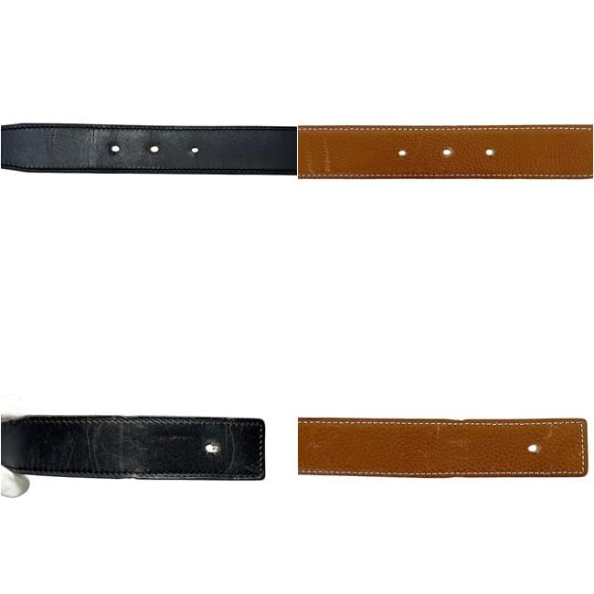 Hermes Belt Black Brown Evelyne Waist 94 30 Box Calf Togo Perforated Logo Buckle