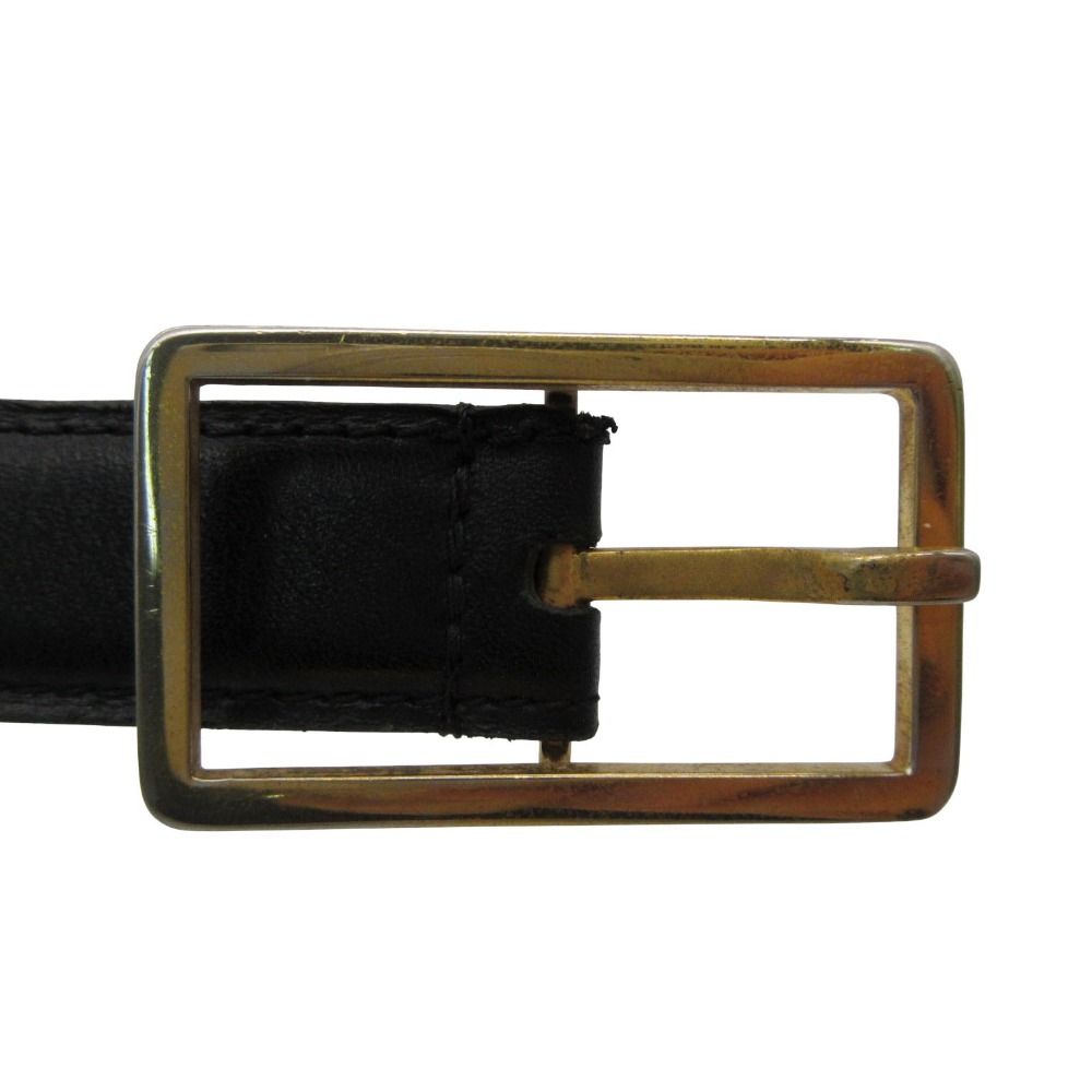 Chanel Belt CC Logo Cowhide Calf Leather Black Gold 65 26 Inch