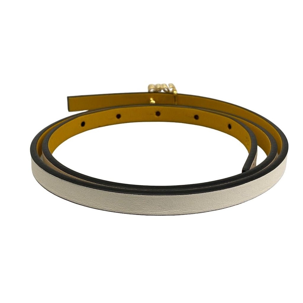 Loewe Belt White Dark Yellow Gold Reversible Anagram Leather