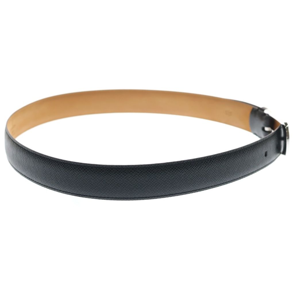 Louis Vuitton Ceinture Eclipse Classic Taiga Leather Belt Black Silver