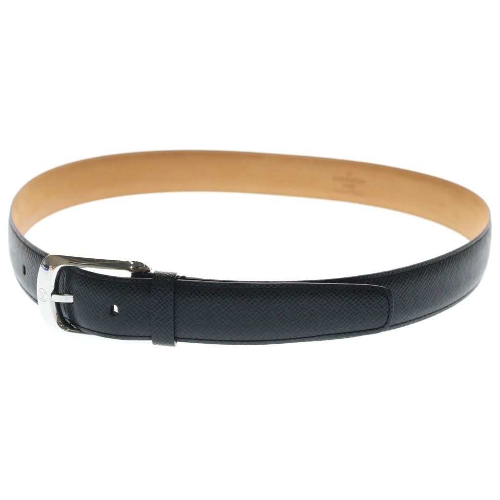 Louis Vuitton Ceinture Eclipse Classic Taiga Leather Belt Black Silver