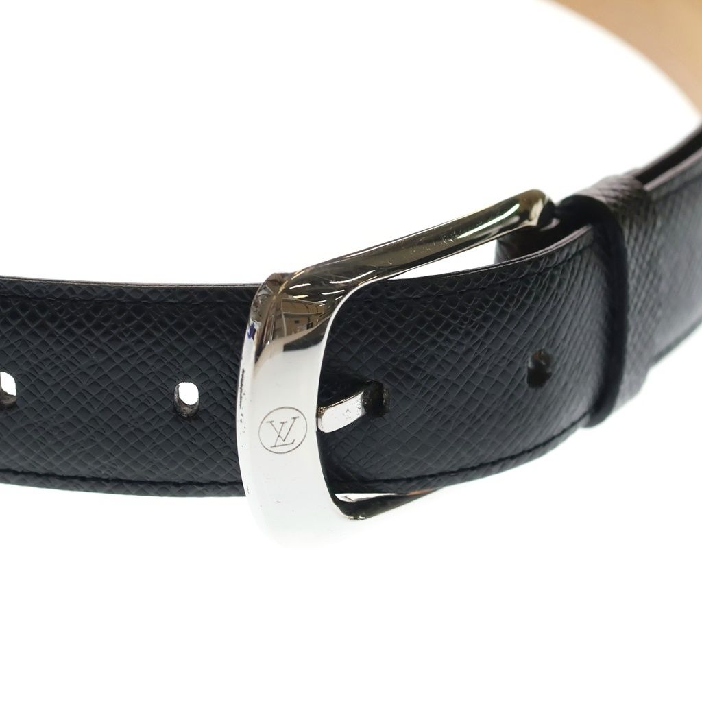 Louis Vuitton Ceinture Eclipse Classic Taiga Leather Belt Black Silver