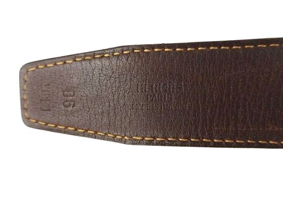 Hermes Perforated Logo Evelyne Buckle Leather Belt 90 Black Brown