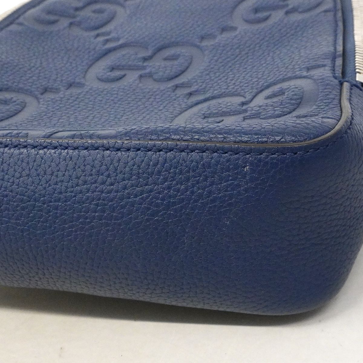 Gucci Belt Bag Jumbo GG Leather Blue Silver