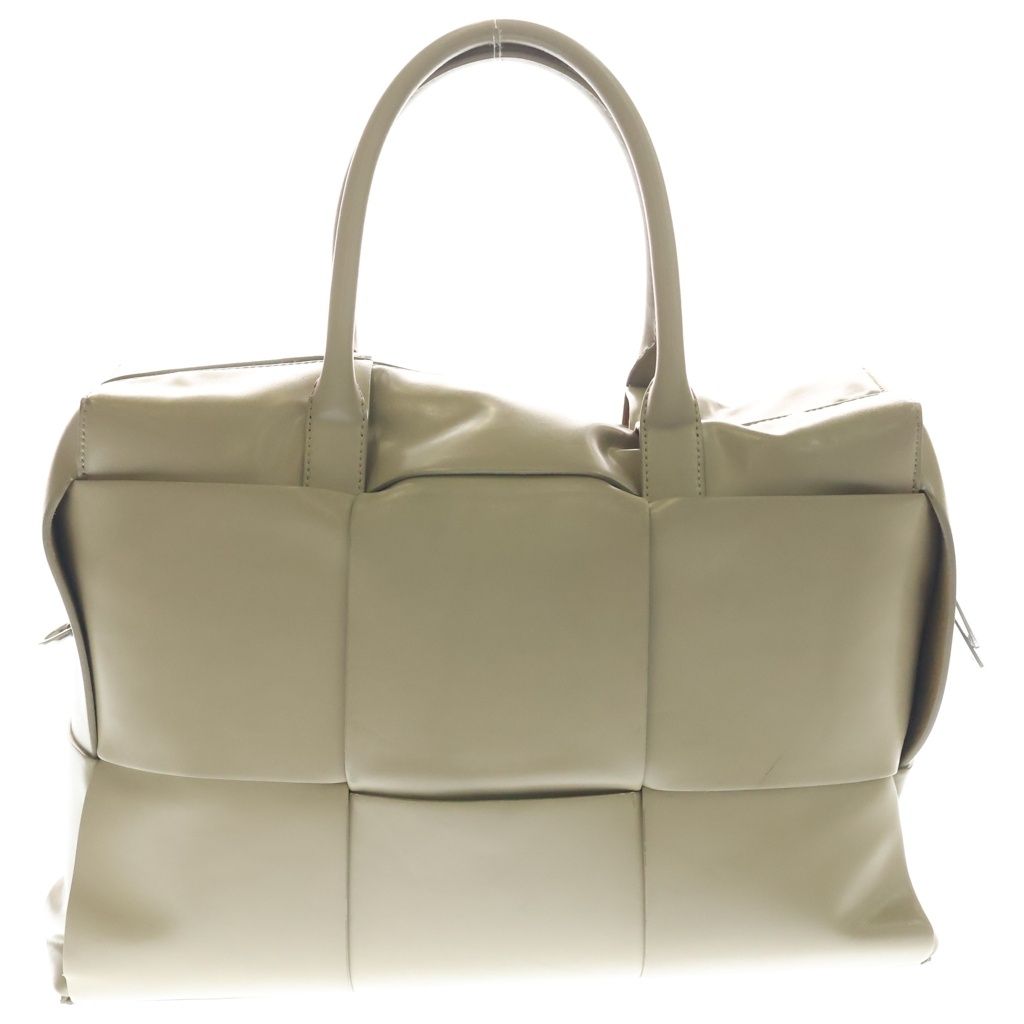 Bottega Veneta Arco Maxi Intreccia Leather 2-Way Handbag Beige