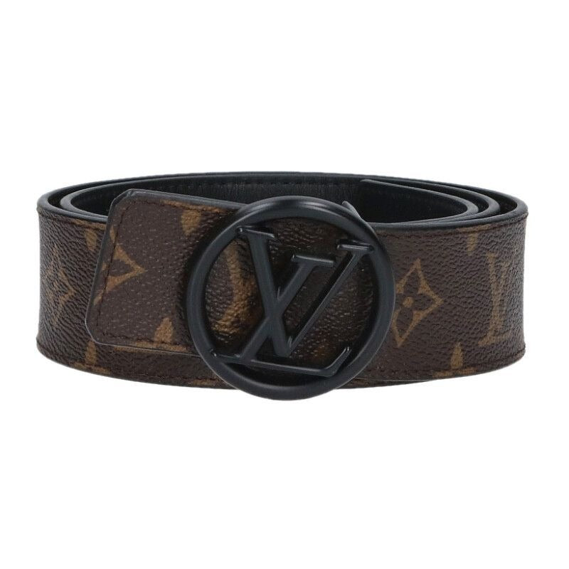 Louis Vuitton Ceinture Logo Circle Buckle Monogram Leather Belt 85 Brown Black