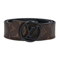 Louis Vuitton Ceinture Logo Circle Buckle Monogram Leather Belt 85 Brown Black
