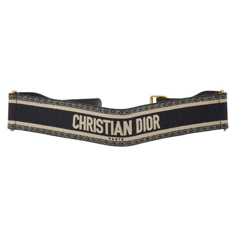 Dior Belt Size 75 Navy Beige Canvas Leather