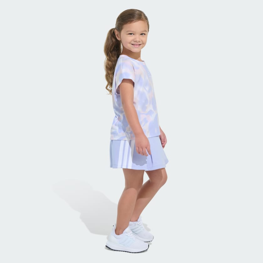 Kids' adidas Two-Piece Printed Sleeveless Box Tee and French Terry Skort Set