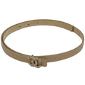 Chanel CC Logo Belt 14 Leather Beige Gold