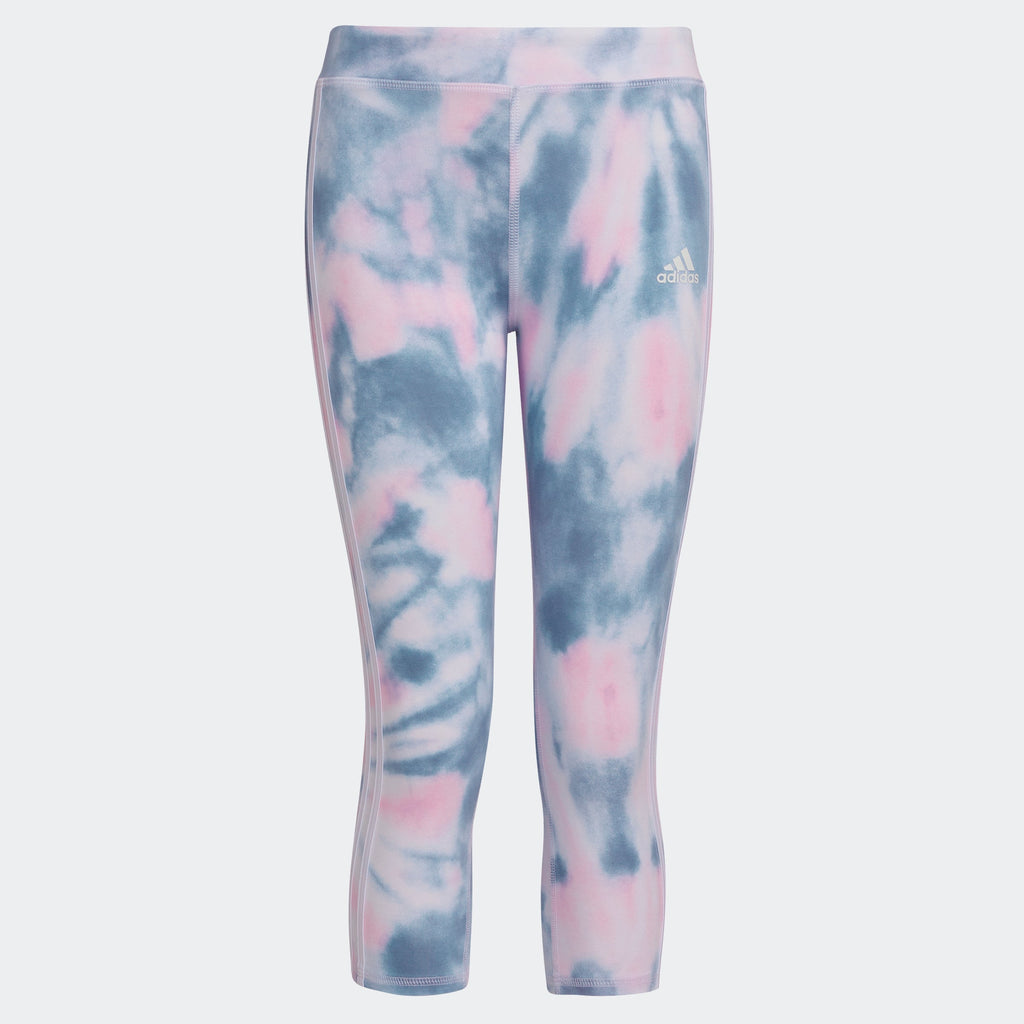 Kids' adidas Allover Print Cotton 3-Stripes 7/8 Tights