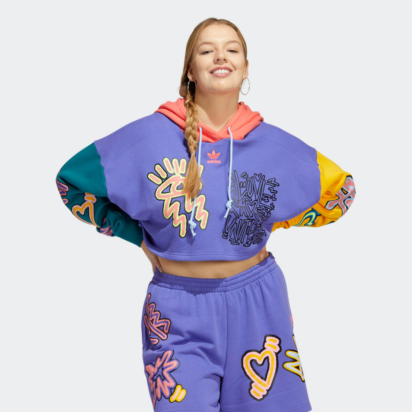 Women's adidas Love Unites Crop Hoodie (Plus Size)