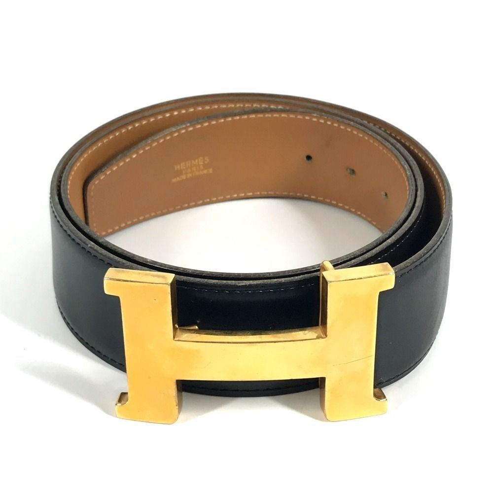 Hermes Belt Hhardware Big Logo Constance Leather Black