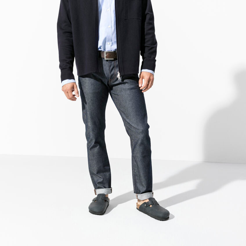 Unisex Boston Oiled Leather Black Regular/Wide