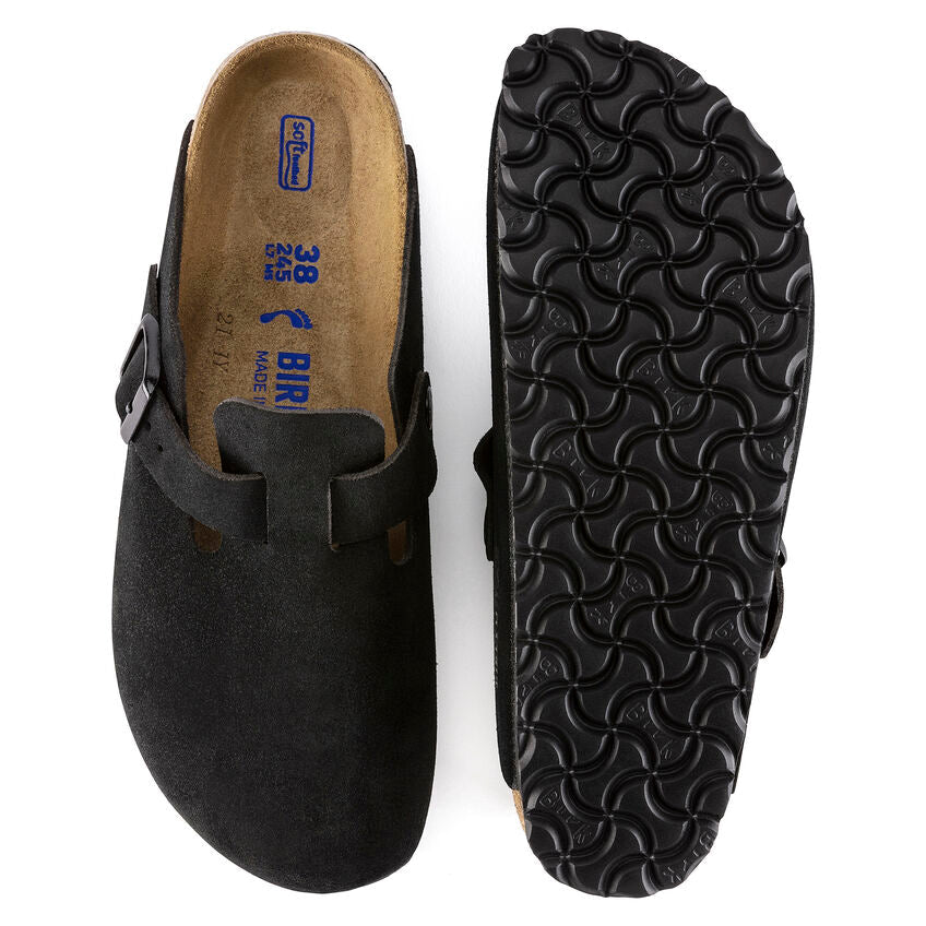 Unisex Boston Soft Footbed Suede Leather Black Regular/Wide