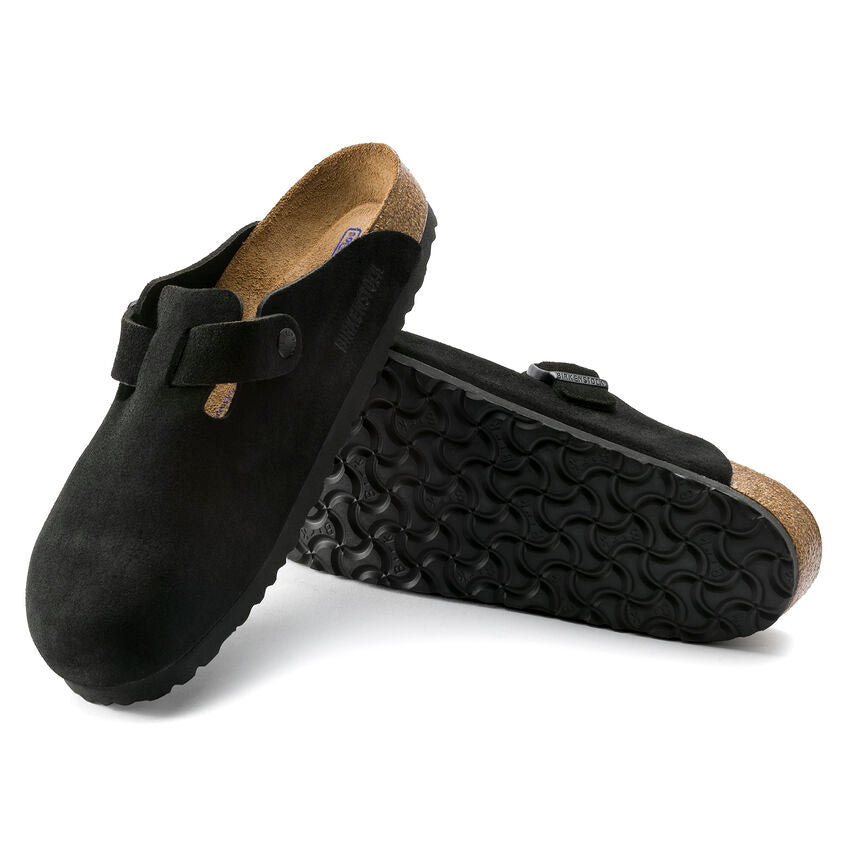 Unisex Boston Soft Footbed Suede Leather Black Regular/Wide