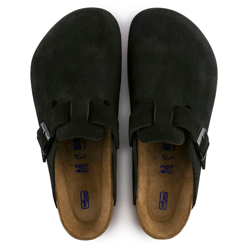 Unisex Boston Soft Footbed Suede Leather Black Medium/Narrow