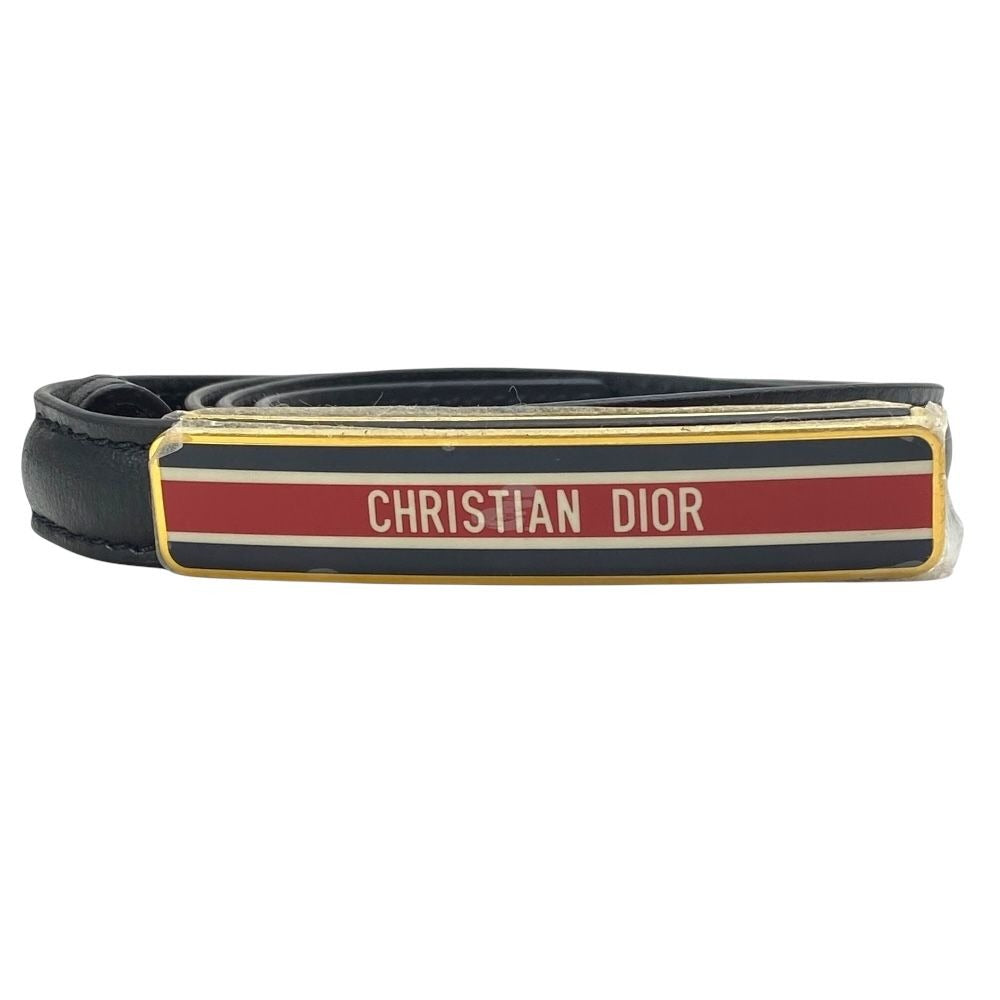 Dior Belt Slim Logo Leather Black Red Gold