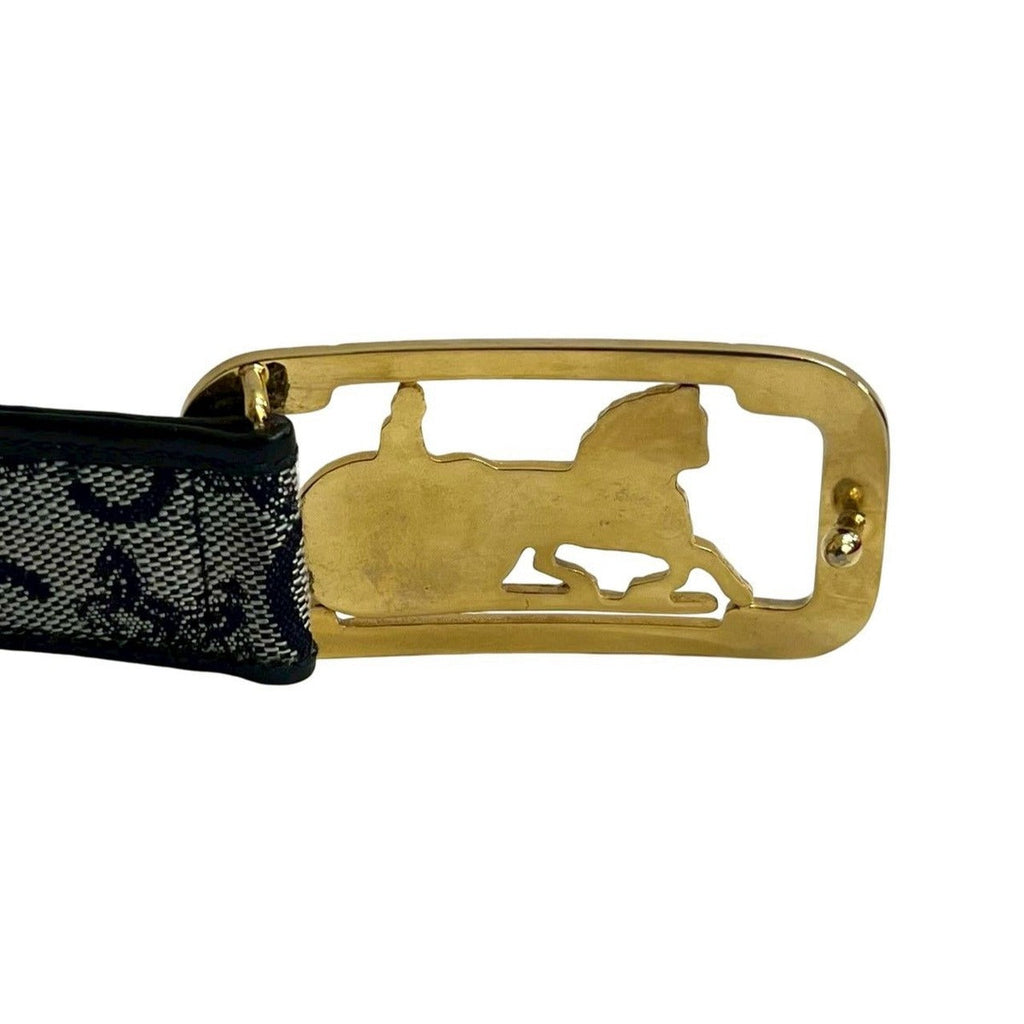 Celine Vintage Horse Carriage Hardware Buckle Logo Leather Belt