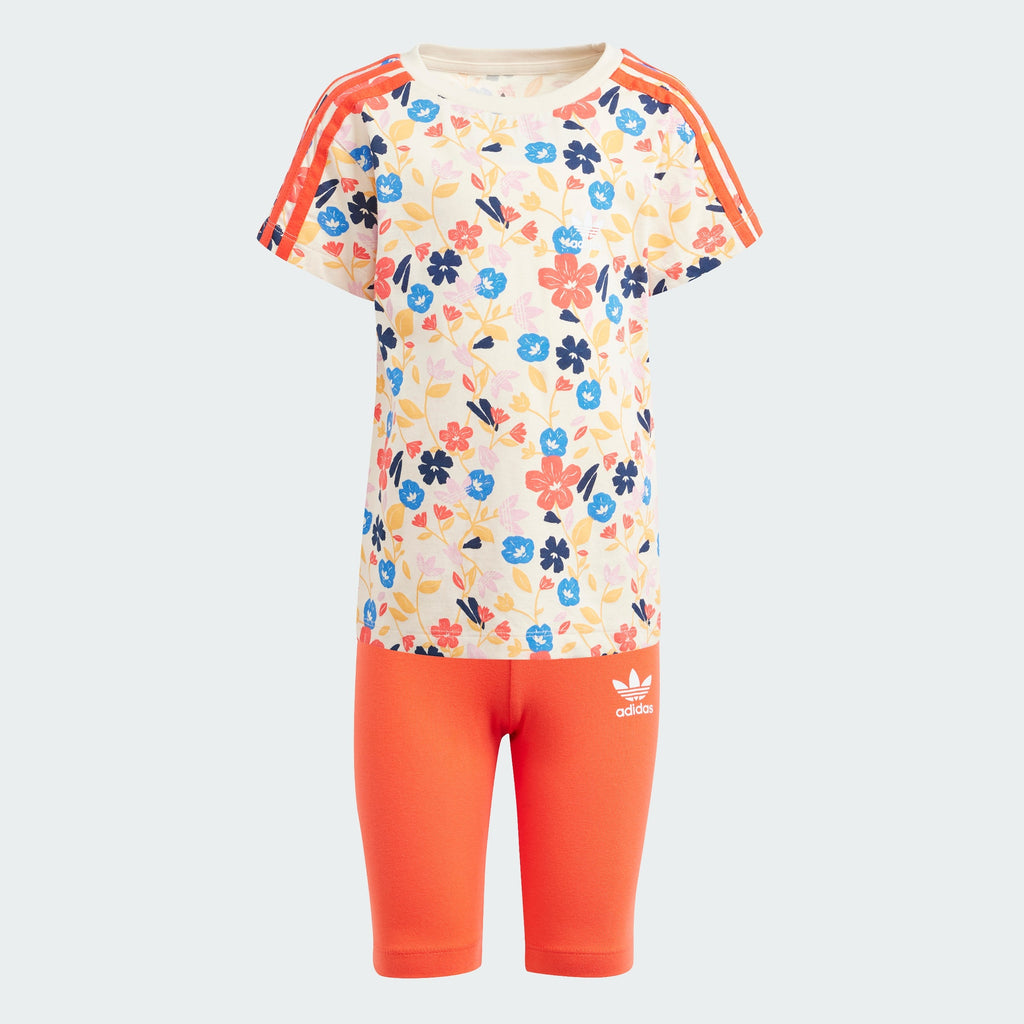 Kids' adidas Floral Cycling Shorts and Tee Set