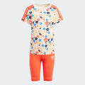 Kids' adidas Floral Cycling Shorts and Tee Set