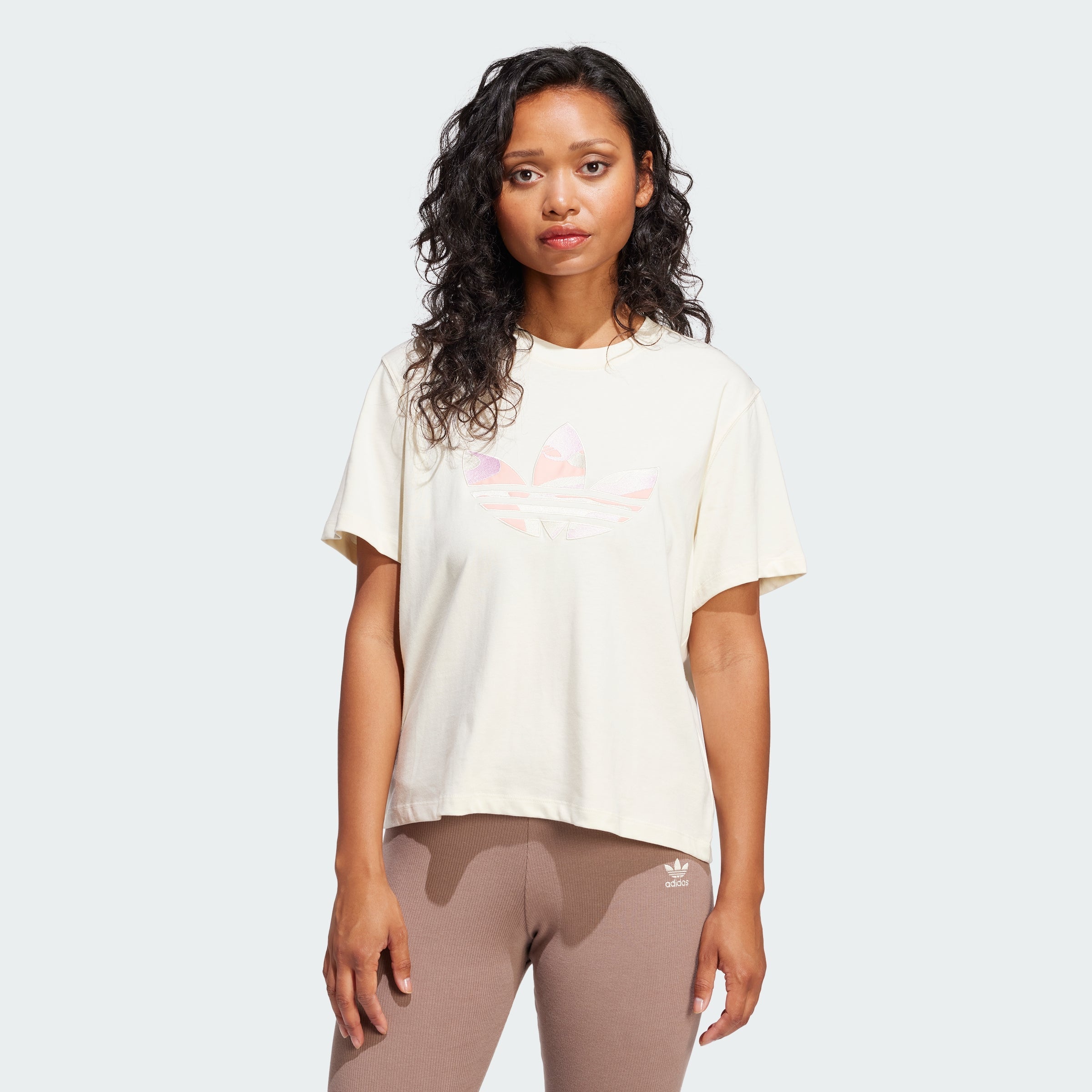 Women's adidas Camo Crop Infilled Logo Tee