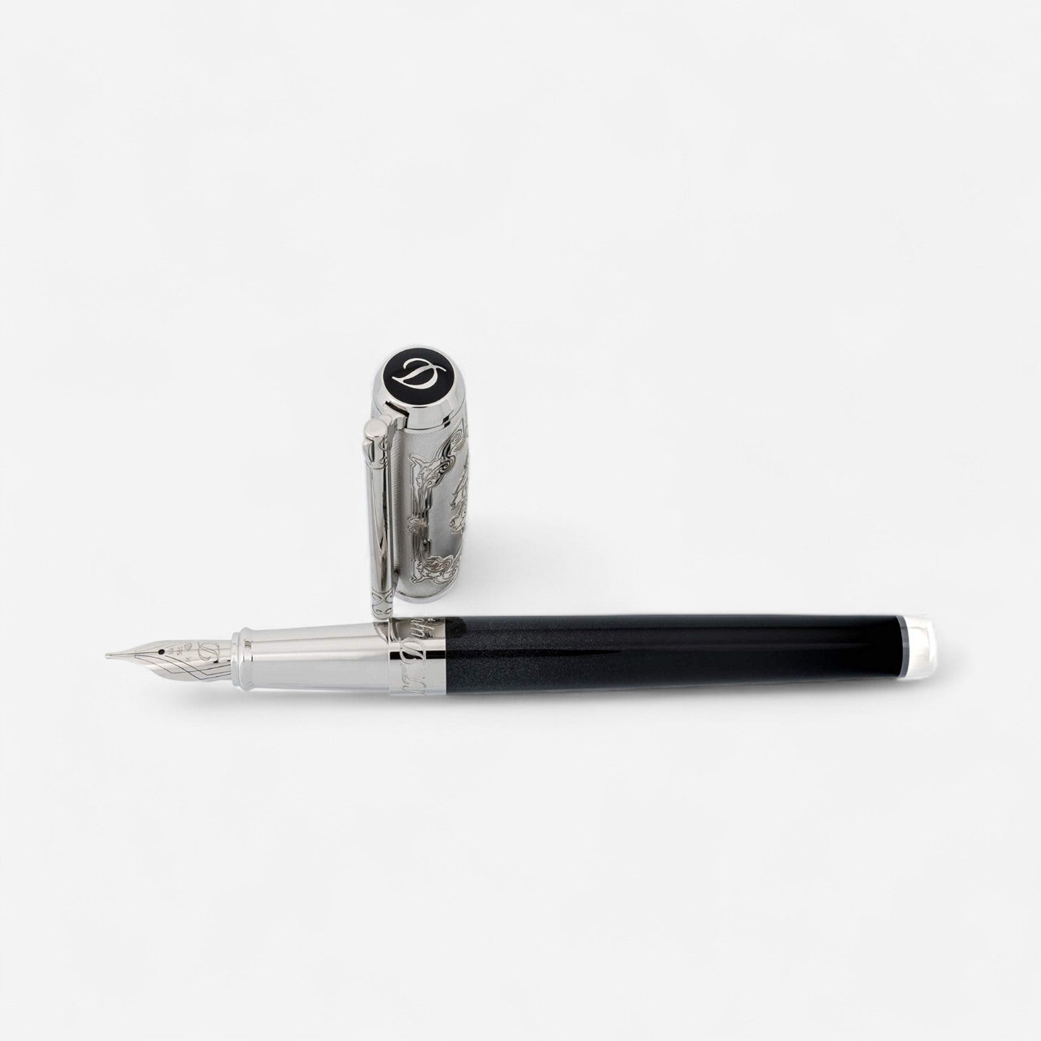 S.T. Dupont Conquest of the Wild West Black & Silver Lacquer & Palladium Fountain Pen (M) 410065