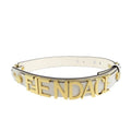 Versace Fendace Fendi 8 C0662 Leather Metal White Gold Belt 1891