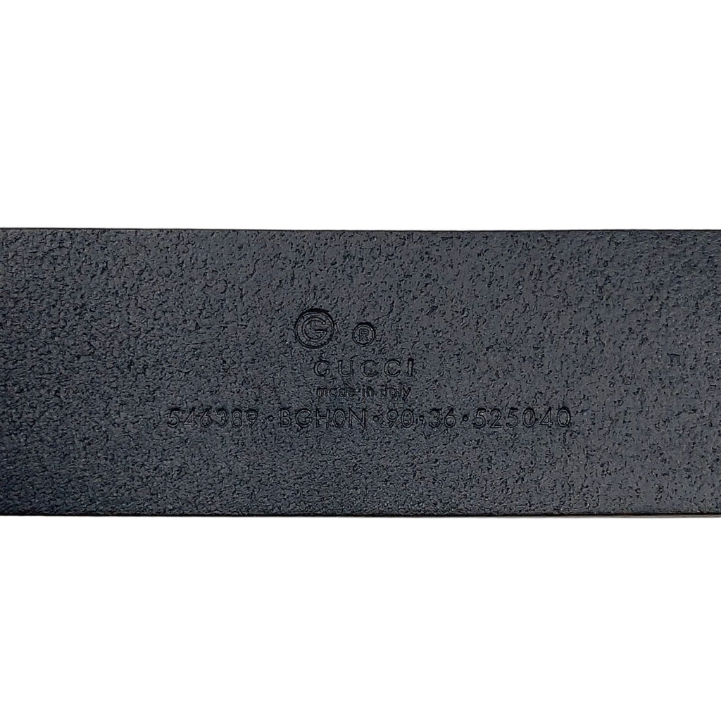 Gucci Interlocking Buckle Leather Black Belt Silver