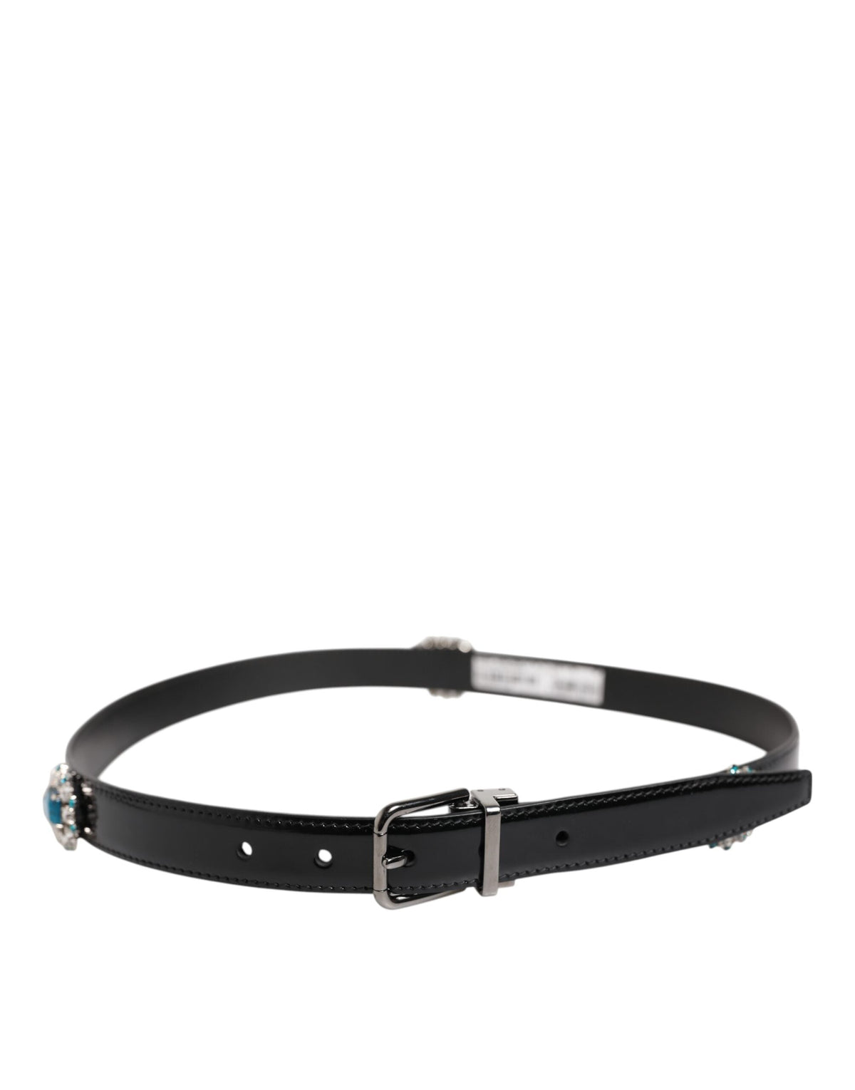 Dolce & Gabbana Black Embellished Metal Logo Buckle Belt