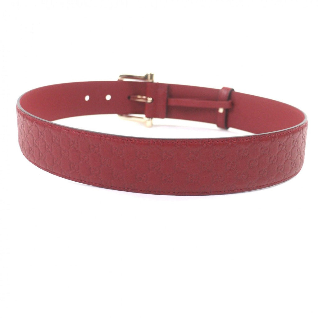Gucci Micro Guccissima GG Pattern Pin Buckle Leather Belt Red Gold