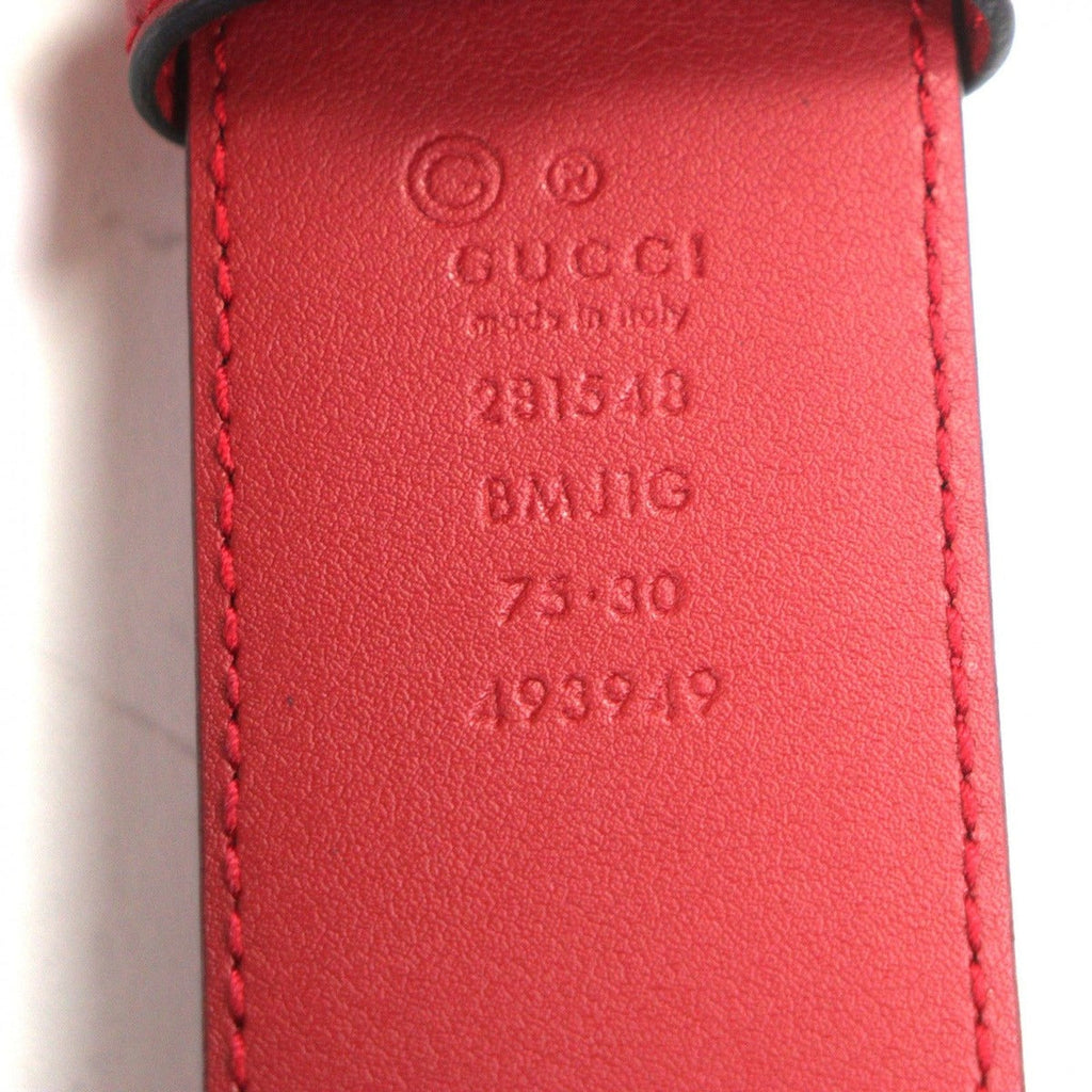 Gucci Micro Guccissima GG Pattern Pin Buckle Leather Belt Red Gold