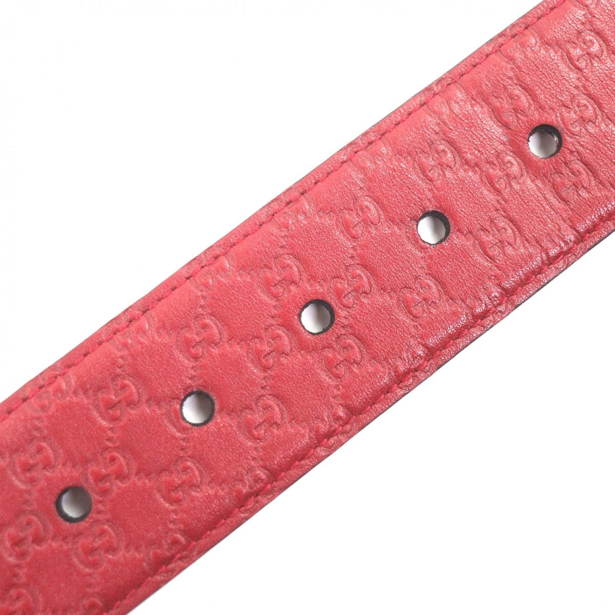 Gucci Micro Guccissima GG Pattern Pin Buckle Leather Belt Red Gold