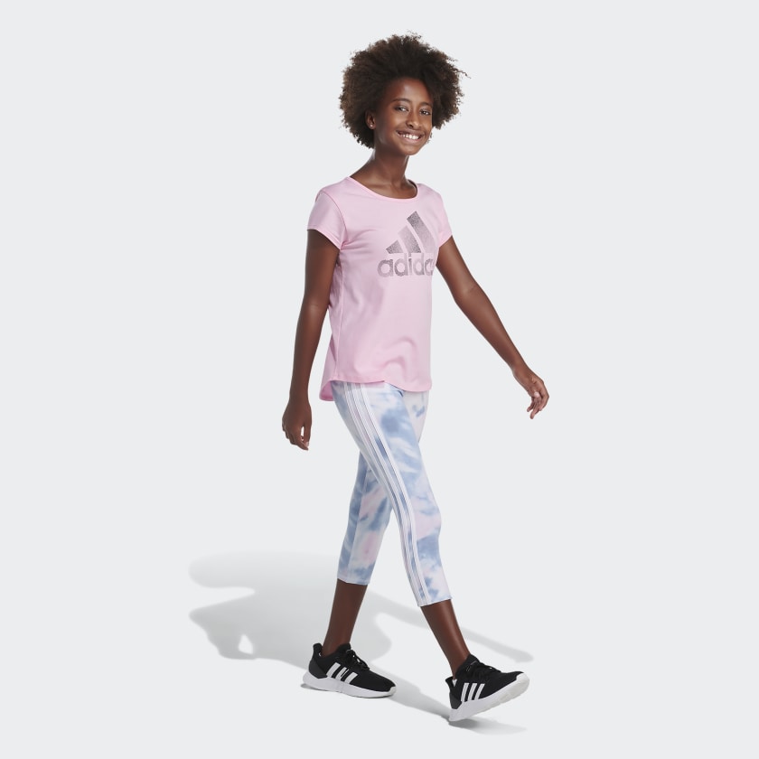 Kids' adidas Allover Print Cotton 3-Stripes 7/8 Tights