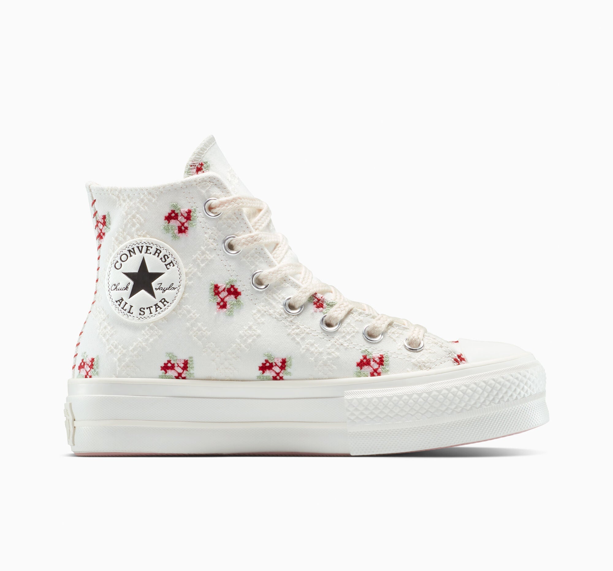 Chuck Taylor All Star Lift Platform Rose Cross Stitch High Top